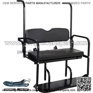 Golf Cart Rear Seat, Club Car Rear Seat for Club Car DS 2000-2013, Heavy Duty Golf Cart Back Seat 1102 lbs Capacity, Black Steel Frame Golf Cart Flip Folding Rear Back Seat Kit w/Roof Support