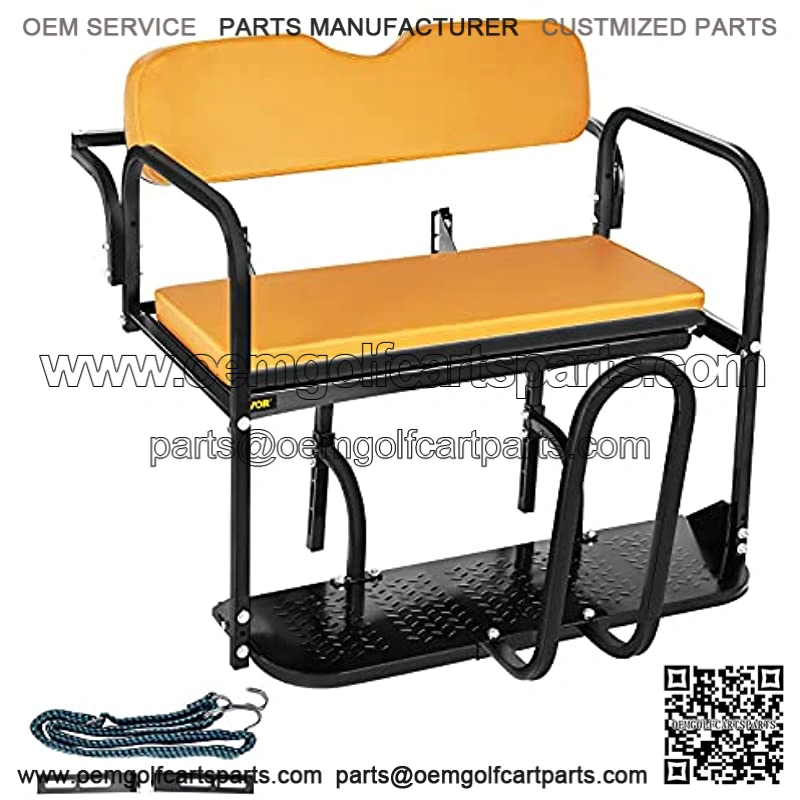 Golf Cart Rear Seat, Club Car Rear Seat for EZGO TXT 1995-2013 Gas or Electric, Tan Golf Cart Back Seat 1102 lbs Capacity, Heavy Duty Steel Golf Cart Flip Folding Rear Back Seat Kit w/Grab Bar