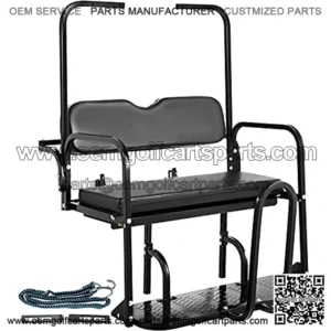 Golf Cart Rear Seat, Club Car Rear Seat for Club Car DS 1982-2000.5, Heavy Duty Golf Cart Back Seat 1102 lbs Weight Capacity, Black Steel Frame Golf Cart Flip Folding Rear Back Seat Kit