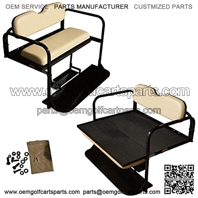 Performance Plus Carts Club Car Precedent Golf Cart Flip Folding Rear Back Seat Kit - Buff Cushions
