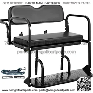 Golf Cart Rear Seat, Club Car Rear Seat for Yamaha G2 & G9 Gas/Electric Golf Cart, Heavy Duty Golf Cart Back Seat 1102 lbs Capacity, Black Steel Golf Cart Flip Folding Rear Back Seat Kit