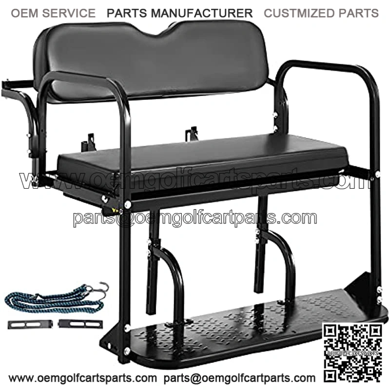 Golf Cart Rear Seat, Club Car Rear Seat for Yamaha G2 & G9 Gas/Electric Golf Cart, Heavy Duty Golf Cart Back Seat 1102 lbs Capacity, Black Steel Golf Cart Flip Folding Rear Back Seat Kit