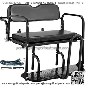 Golf Cart Rear Seat, Club Car Rear Seat for Yamaha G29 Drive 2006-2016, Heavy Duty Golf Cart Back Seat 1102 lbs Capacity, Black Steel Golf Cart Flip Folding Rear Back Seat Kit with Grab Bar