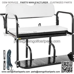 Golf Cart Rear Seat, Club Car Rear Seat for Yamaha G14, G16, G19, G22 Golf Cart, Heavy Duty Golf Cart Back Seat 1102 lbs Capacity, White Steel Golf Cart Flip Folding Rear Back Seat Kit