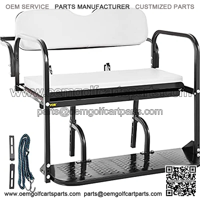 Golf Cart Rear Seat, Club Car Rear Seat for Yamaha G14, G16, G19, G22 Golf Cart, Heavy Duty Golf Cart Back Seat 1102 lbs Capacity, White Steel Golf Cart Flip Folding Rear Back Seat Kit