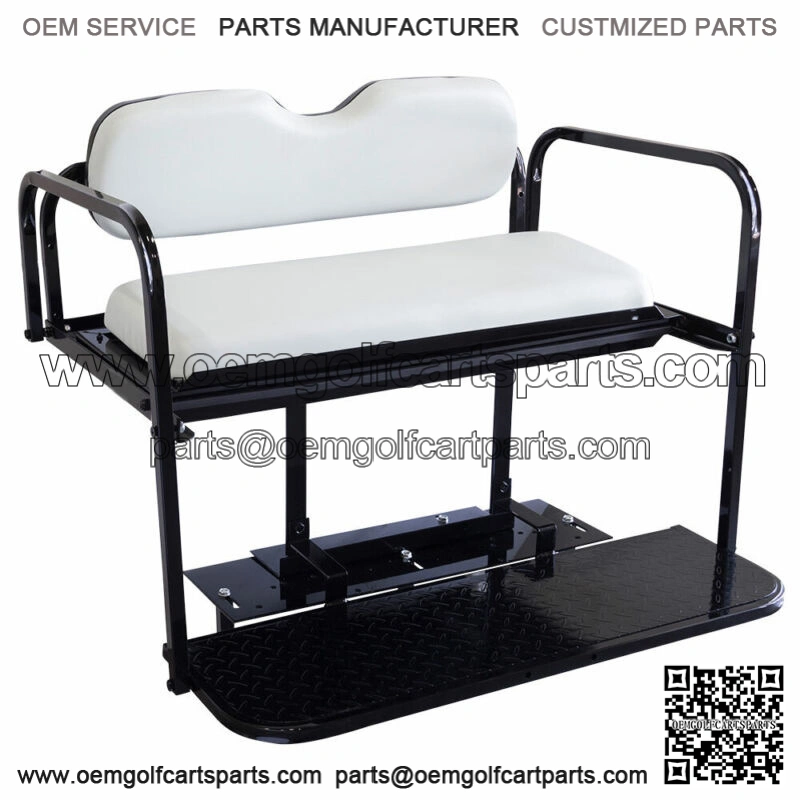 EZGO TXT Golf Cart Flip Folding Rear Back Seat Kit - Oyster White Cushions