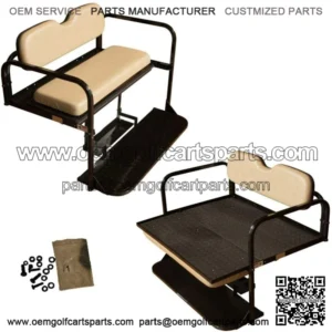 EZGO RXV Golf Cart Flip Folding Rear Back Seat Kit - Stone Cushions