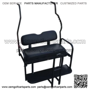 Club Car DS Golf Cart Rear Seat Kit (1982 - 2013 models) - BLACK (Flip Seat w/ Cargo Bed & Free Grab Bar)