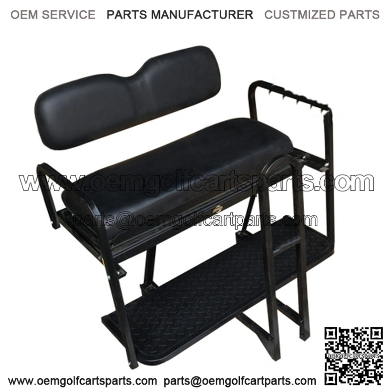 Club Car Precedent Golf Cart Rear Seat Kit - BLACK (Flip Seat w/ Cargo Bed & Free Grab Bar, Fits ALL 2004+)