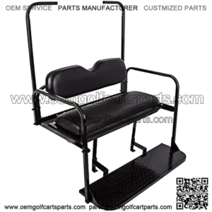 Flip Folding Rear Back Black Seat Kit Compatible with 1995 & Up EZGO TXT Golf Cart w/roof Support - You Will Receive 2 Packages