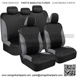 UltraSleek Gray Seat Covers for Cars Full Set, Two-Tone Front Seat Covers with Matching Back Seat Cover, Stylish Car Seat Protectors with Split Bench Design, Automotive Interior Covers