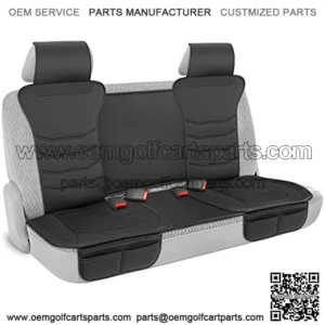 Motor Trend LuxeFit Black Faux Leather Rear Bench Car Seat Cover ?C Premium Automotive Back Seat Cover for Cars, Padded Car Seat Cushion with Pockets, Adjustable Interior Car Seat Protector