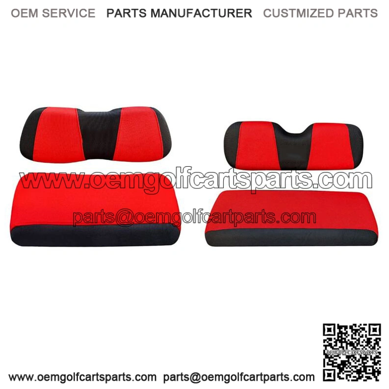 Front and Rear Golf Cart Seat Cover Set for Club Car DS EZGO RXV TXT Red Black