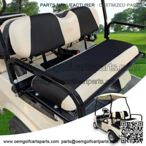 Universal Golf Cart Rear Seat Cover For Yamaha Club Car EZGO Black+Beige