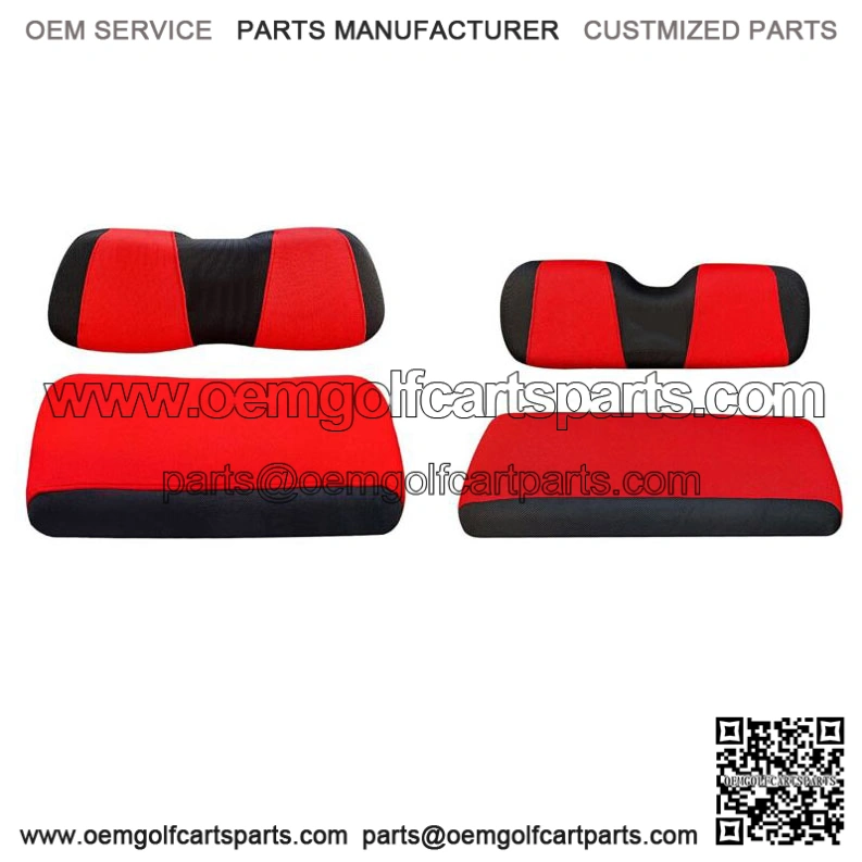 Front and Rear Golf Cart Seat Cover Set for Club Car DS EZGO RXV TXT Red Black