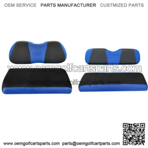 Front and Rear Golf Cart Seat Cover Set for Club Car DS EZGO RXV TXT Blue Black