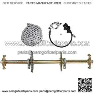 Axle Kit with Chain Sprocket Brake Master Cylinder Assembly and Chain & Sprocket for Go Kart Quad Trike Golf Carts
