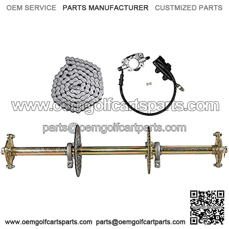 Axle Kit with Chain Sprocket Brake Master Cylinder Assembly and Chain & Sprocket for Go Kart Quad Trike Golf Carts