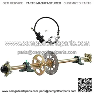 44" Go Kart Rear Axle Shaft Kit with Chain Sprocket Brake Disc Pillow Block Wheel Hub and Brake Master Cylinder for ATV Quad Golf Cart