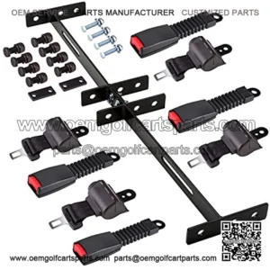 4PCS Universal Retractable Golf Cart Seat Belt Kit with Bracket for EZGO, Yamaha, Club Car