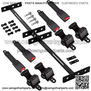 Universal Golf Cart Seat Belts 4 Retractable Belts Max Length 47" and 35 x 6.9 Inch Belts Bracket Kit Fits EZGO TXT Yamaha Club Car DS(NOT FIT 2 Passenger Club Car Precedent Yamaha G29 Drive EZGO RXV)