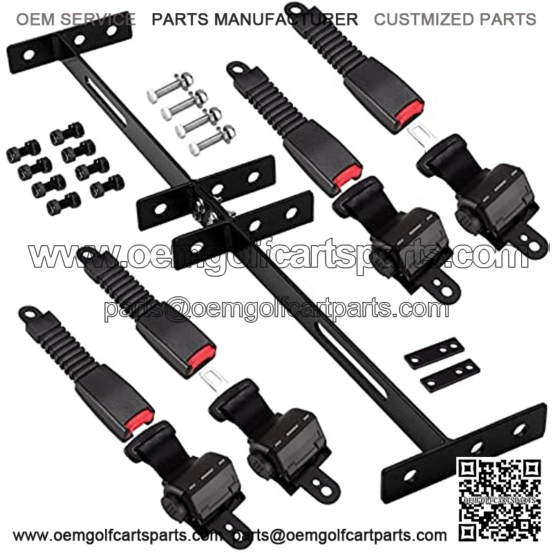 Universal Golf Cart Seat Belts 4 Retractable Belts Max Length 47" and 35 x 6.9 Inch Belts Bracket Kit Fits EZGO TXT Yamaha Club Car DS(NOT FIT 2 Passenger Club Car Precedent Yamaha G29 Drive EZGO RXV)