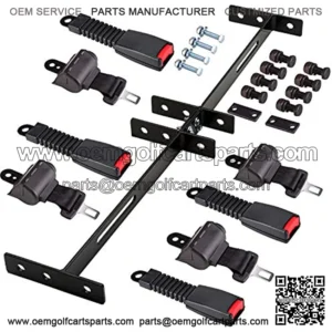 Universal 4 Passenger(2+2) Golf Cart Seat Belt Kit for EZGO, Yamaha, Club Car, Fits Front Rear Seat with Bracket