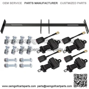 Golf Cart Seat Belts 4 Retractable Kits with Bracket Fit for Club Car EZGO Yamaha