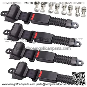4 PC Retractable Golf Cart Seat Belts Fit for EZGO, Yamaha, Club Car