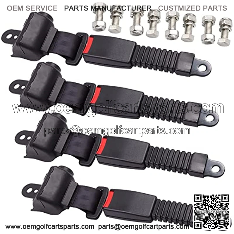 4 PC Retractable Golf Cart Seat Belts Fit for EZGO, Yamaha, Club Car
