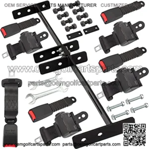Universal Golf Cart Seat Belts 4 Retractable with Bracket Kit for EZGO TXT, Yamaha, Club Car DS
