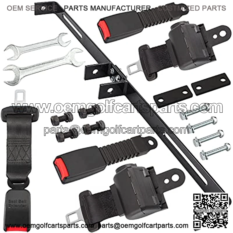 Golf Cart Seat Belts Bracket Kit, 2pcs Universal Retractable Golf Cart Seat Belt Kit Fits Club Car, EZGO, Yamaha