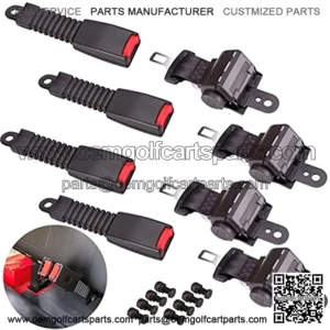 Universal Golf Cart Seat Belts Kit Retractable Set of 4 for Golf Cart Club Car EZGO Yamaha Go Kart ATV UTV Bus - Black