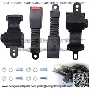 2 PC Retractable Golf Cart Seat Belts Kit fit for EZGO, Yamaha, Club Car