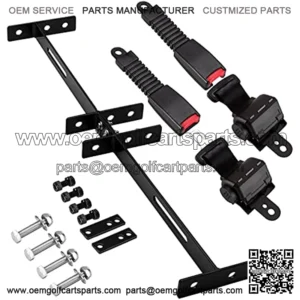 Golf Cart Seat Belts Bracket Kit for EZGO TXT/Club Car DS/Yamaha 47.64" Retractable Seat Belts with Buckles(2 Set Seat Belts)