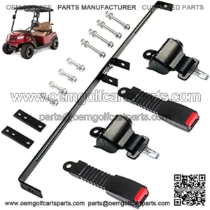 2 Passenger Golf Cart Retractable 42" Seat Belts with Belt Bracket Kit for Yamaha Club Car DS Precedent EZGO TXT RXV