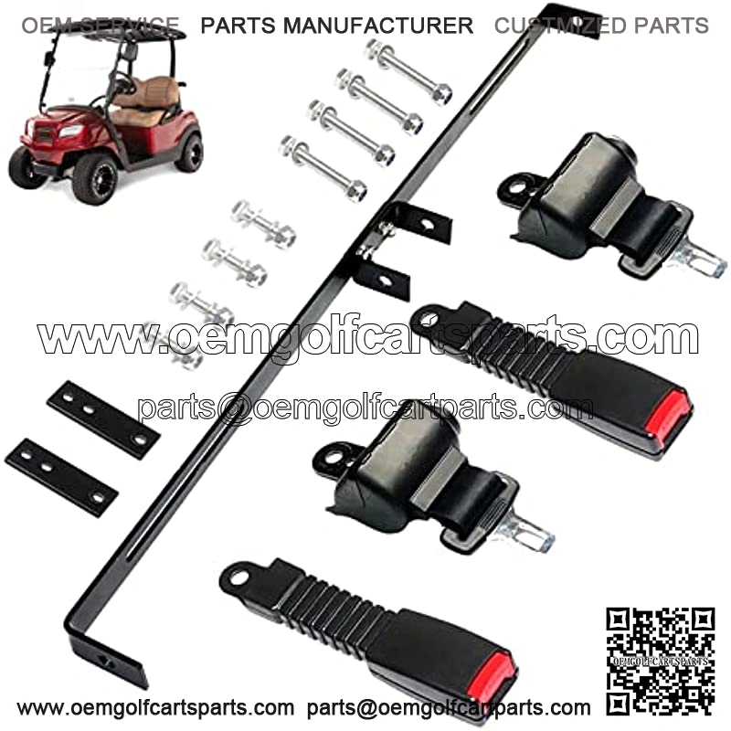 2 Passenger Golf Cart Retractable 42" Seat Belts with Belt Bracket Kit for Yamaha Club Car DS Precedent EZGO TXT RXV