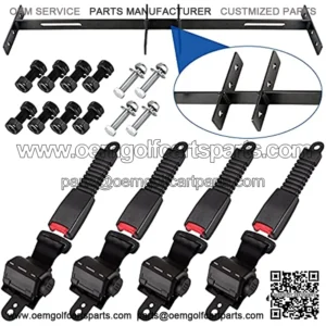 Golf Cart Seat Belts Bracket Kit for EZGO TXT Club Car DS Yamaha 47.64" Retractable 4 Seat Belts, One Piece Solid Design-Not Fit 2 Passengers Club Car Precedent/Yamaha G29/Drive/Drive2 & EZGO RXV