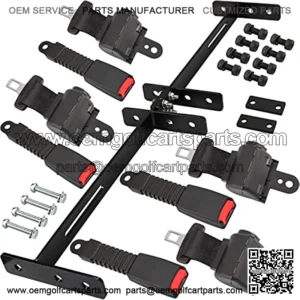 Golf Cart Seat Belts with Bracket Kit, Fits Club Car, EZGO, Yamaha, (4PCS)