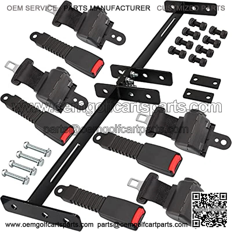 Golf Cart Seat Belts with Bracket Kit, Fits Club Car, EZGO, Yamaha, (4PCS)