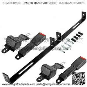 Golf Cart Seat Belt Mounting Bracket Kit with 42" Universal Retractable Seat Belts with Buckles for EZGO, Club Car, Yamaha, One Piece Solid Design/Upgrade Heavy Duty/More Sturdy