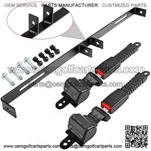 Golf Cart Seat Belts W/Mounting Bracket Kit for EZGO Yamaha Club Car - One Piece Solid Design/2 Self Retracting Seat Belts