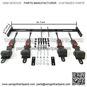 Golf Carts 4 Sets Retractable Belt Kits with Bracket/Bar Kit for EZGO Yamaha Club Car