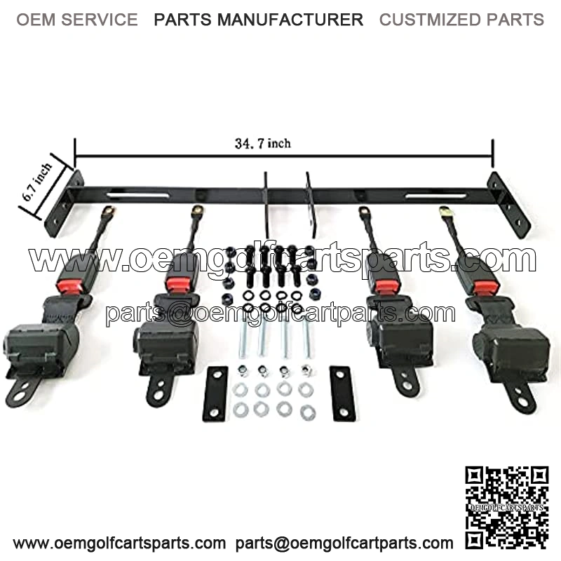 Golf Carts 4 Sets Retractable Belt Kits with Bracket/Bar Kit for EZGO Yamaha Club Car