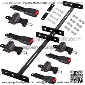 Universal Golf Cart Seat Belts Kit with Bracket (Set of 4 Retractable 42" Belts) for EZGO, Yamaha, Club Car DS, Stainless and Shockproof with Upgraded Screws & Locknuts