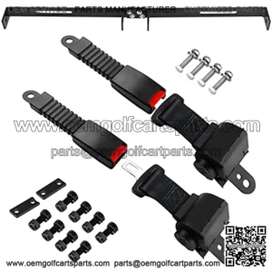 Golf Cart Seat Belt 4 Retractable Belts Length Upto 47" and 35 x 6.9 Inch Belts Bracket Kit Fits EZGO TXT Yamaha Club Car DS (NOT FIT 2 Passenger Club Car Precedent Yamaha G29 Drive EZGO RXV)
