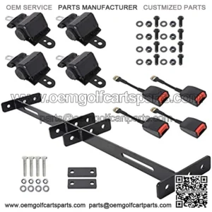 4 Retractable Golf Cart Seat Belts and Bracket Kit Replacement for Golf Carts EZGO Yamaha Club Car
