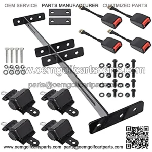 Retractable Seat Belts and Bracket Kit 4 Replacement for EZGO Yamaha Club Car Golf Cart