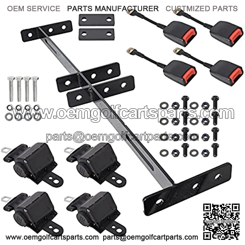 Retractable Seat Belts and Bracket Kit 4 Replacement for EZGO Yamaha Club Car Golf Cart