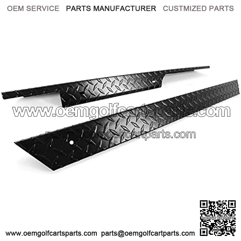 Black/Silver Aluminum Rocker Panel Compatible with 1996-2013 EZGO TXT Golf Cart Pair Diamond Plate Side Cover
